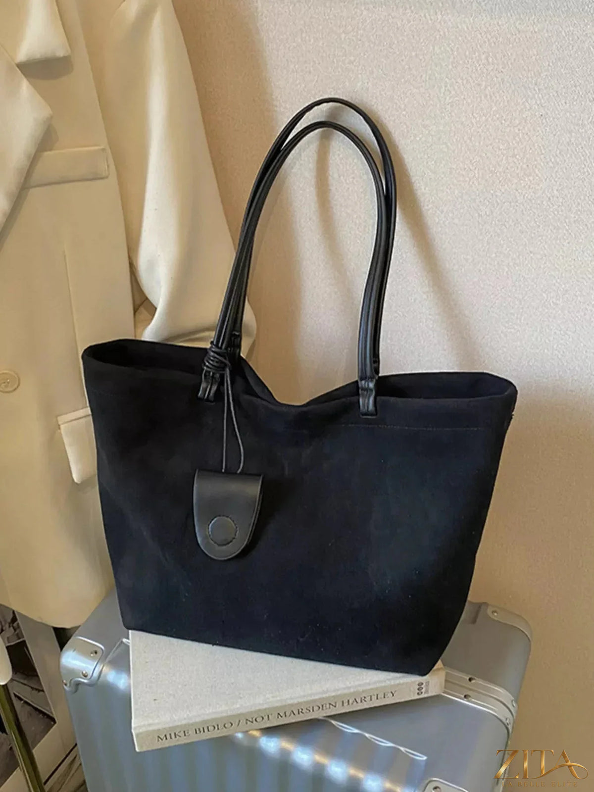 Zita La Belle Elite classic suede tote bag with sturdy handles and sleek design, perfect for everyday use.