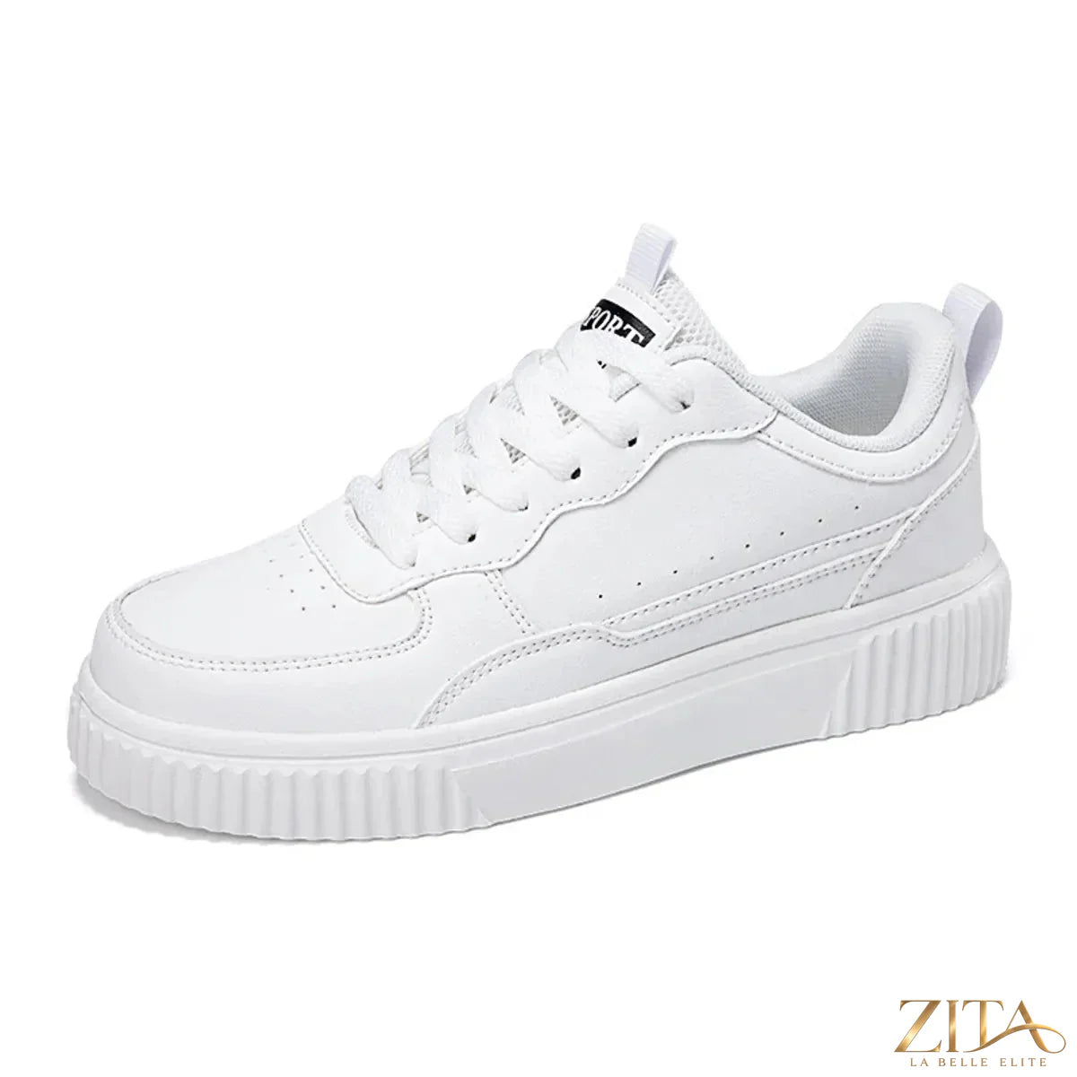 Zita La Belle Elite lace-up contrast platform sneakers with chunky soles and stylish design on a white background.