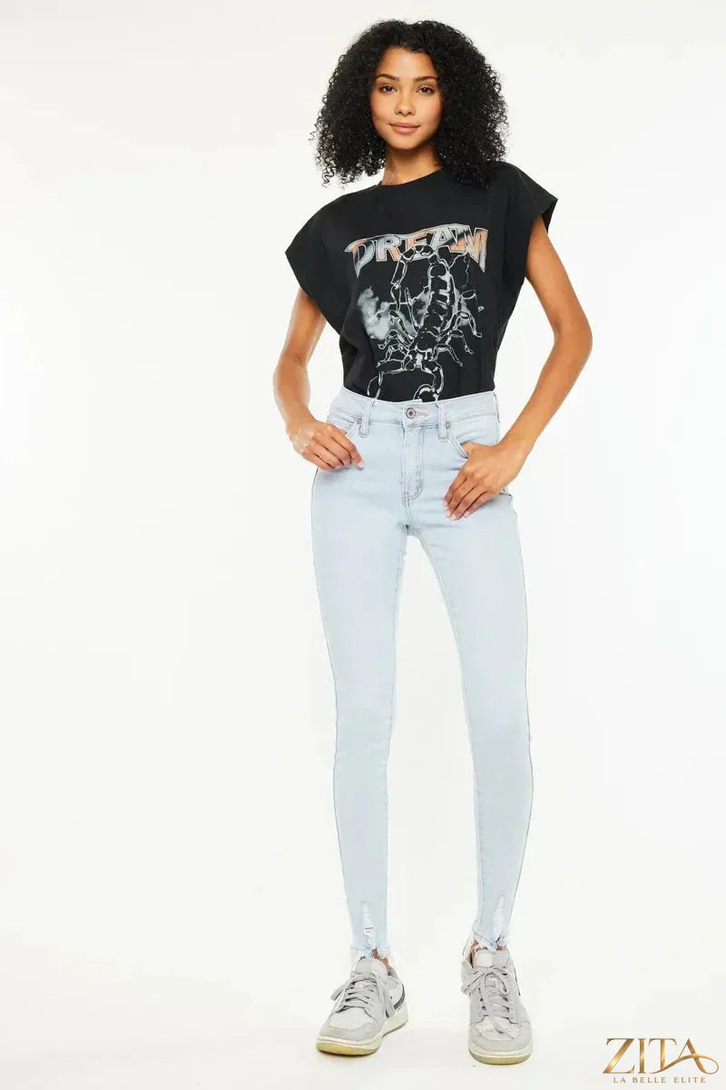 Zita La Belle Elite Kancan high-rise super skinny jeans in dark denim with a fitted waist and ankle-length design.