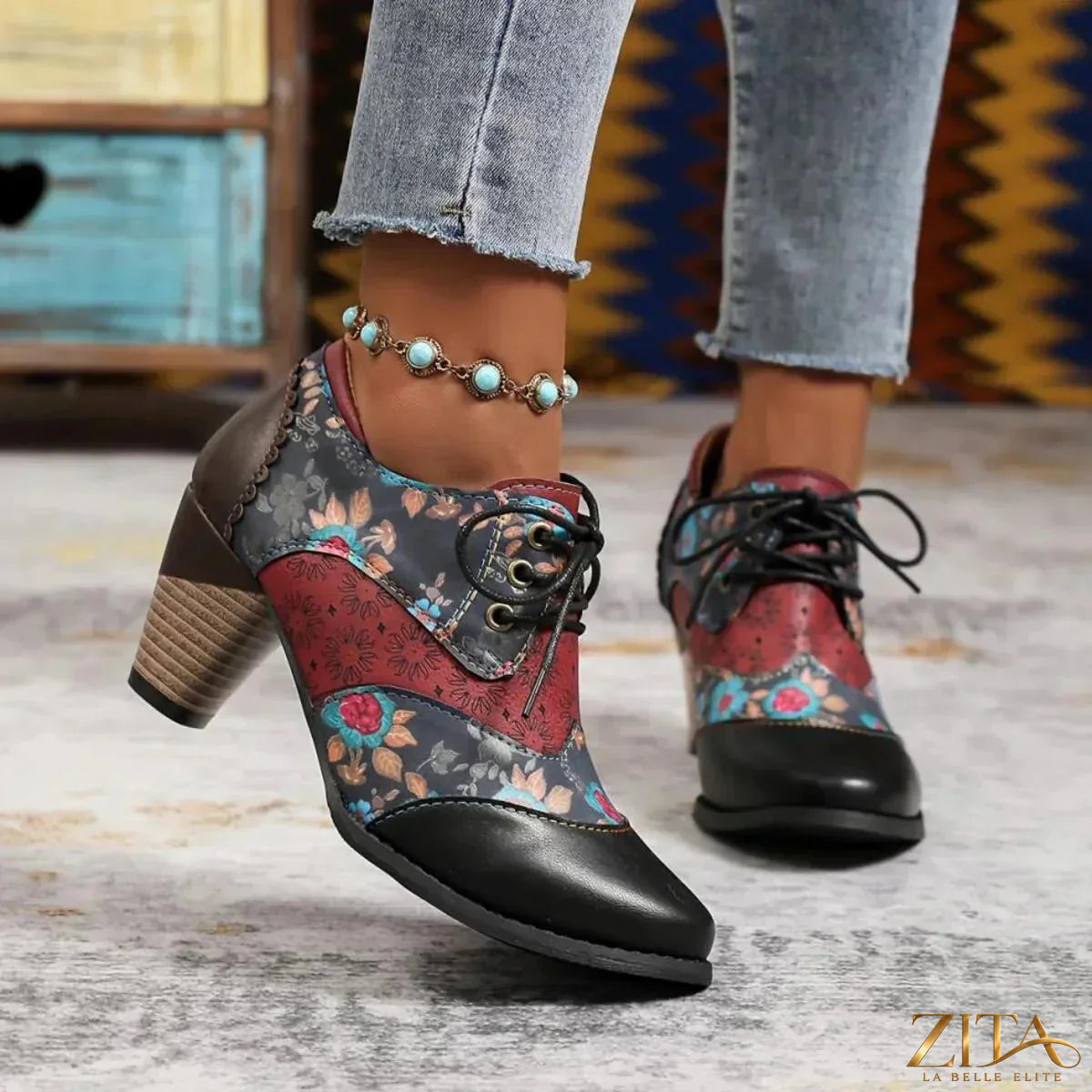 Zita La Belle Elite point toe block heel ankle boots featuring sleek design and stylish ankle height, photographed against a neutral background.
