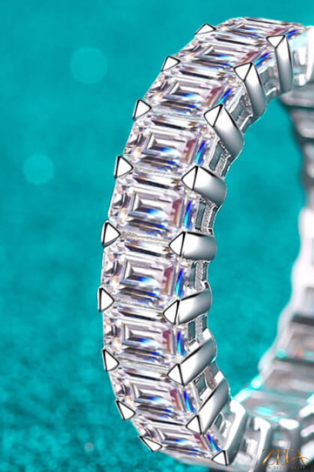 Rhodium-plated 10.5 carat moissanite ring with sparkling gemstone and elegant band design, showcasing fine craftsmanship.