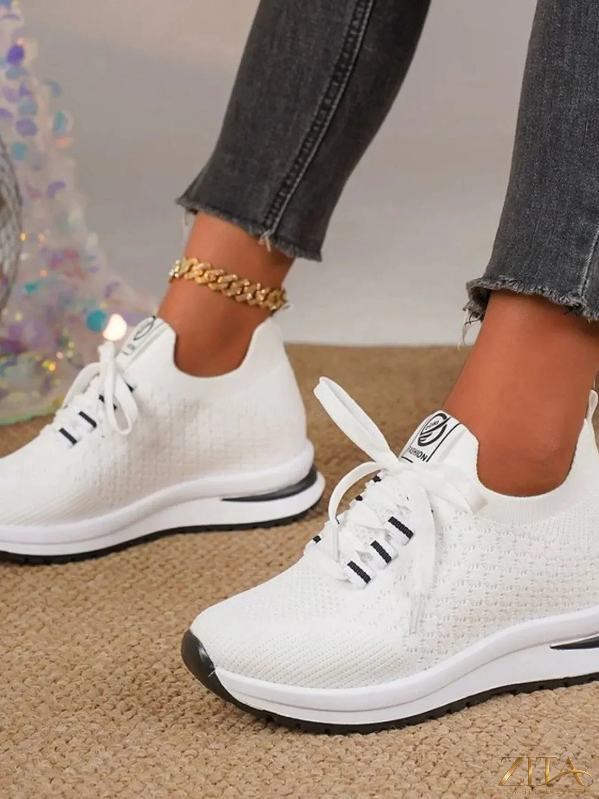 Zita La Belle Elite breathable mesh lace-up sneakers with cushioned soles and stylish design for comfortable everyday wear.