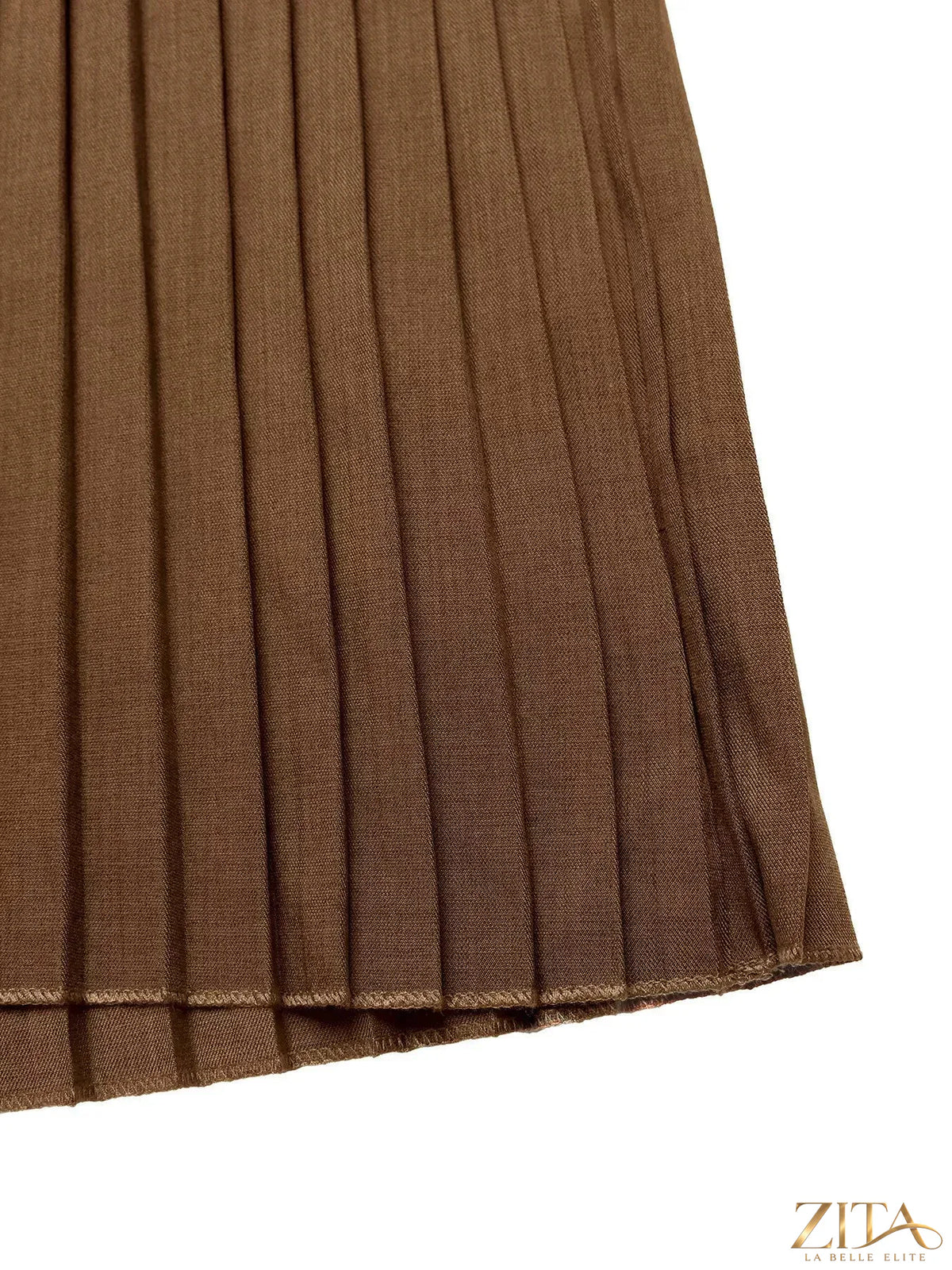 Velvet pleated midi blazer dress by Zita La Belle Elite, shown with a tailored fit, long sleeves, and elegant pleated design.