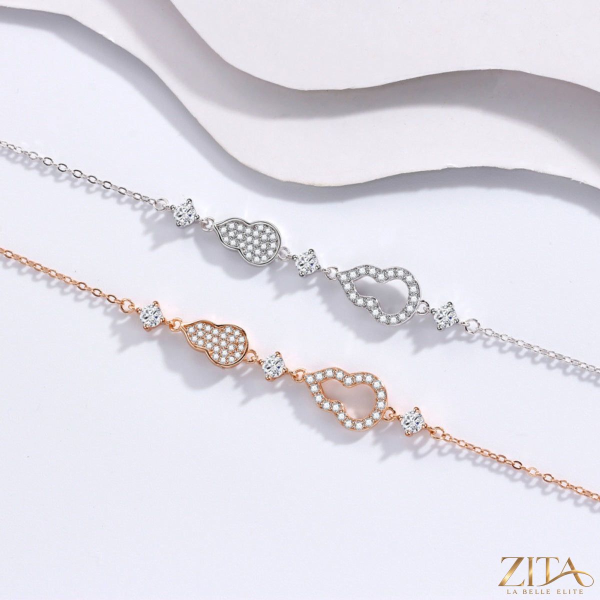 Zita La Belle Elite Zircon Gourd Adjustable Bracelet with sparkling zircon stones and a unique gourd-shaped design.