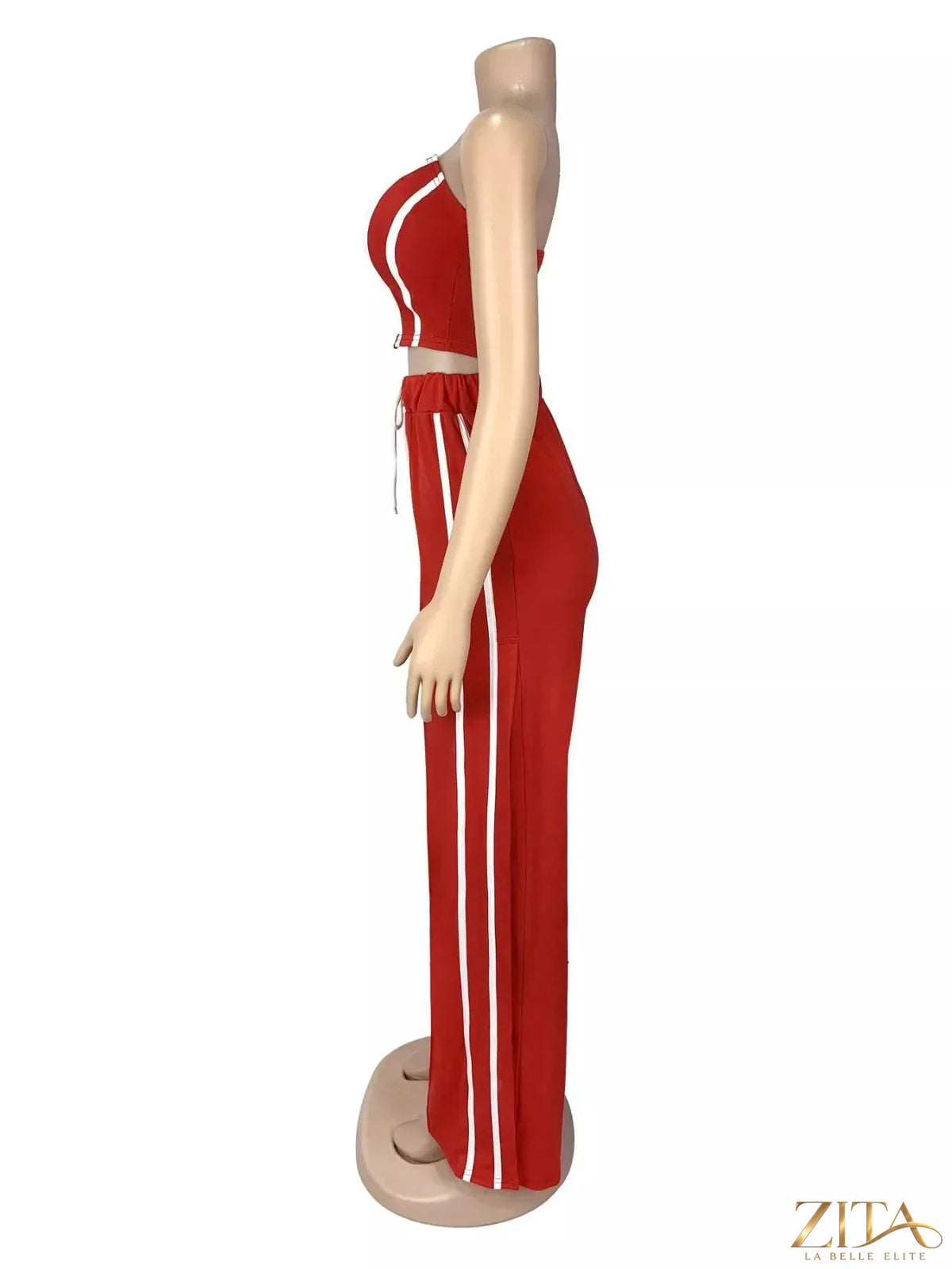 Zita La Belle Elite sleeveless tube top and wide-leg pants set, stylish fashion ensemble, front view with neutral background