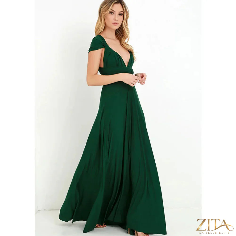 Elegant backless sleeveless women's evening dress by Zita La Belle Elite, featuring a stylish design and sophisticated silhouette.