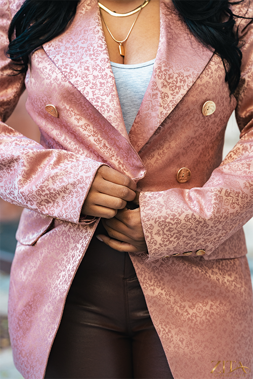 Zita La Belle Elite Premier Blush Blazer featuring a tailored fit and soft blush pink fabric, perfect for stylish office wear.