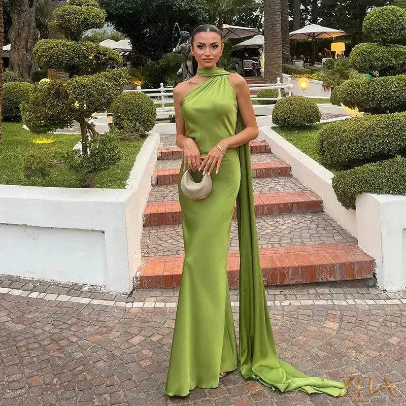 Zita La Belle Elite backless lace-up maxi dress with ribbon sleeveless design, elegant evening gown for parties, shown in black.