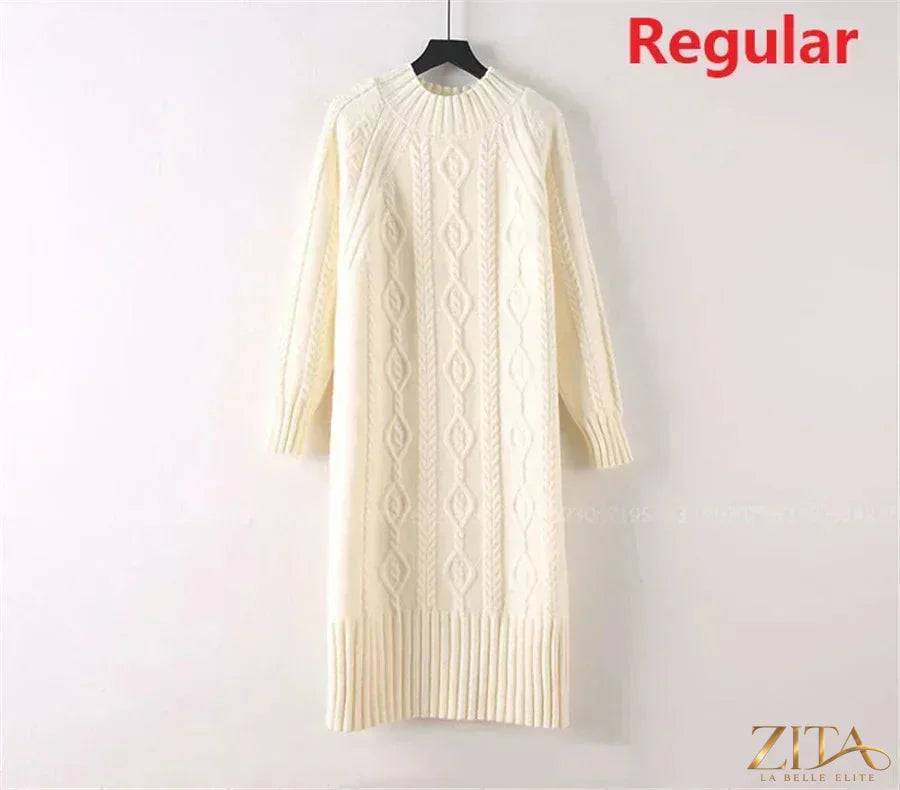 Zita La Belle Elite women’s velvet midi sweater dress with mock neck and rib knit design, perfect for winter wear.