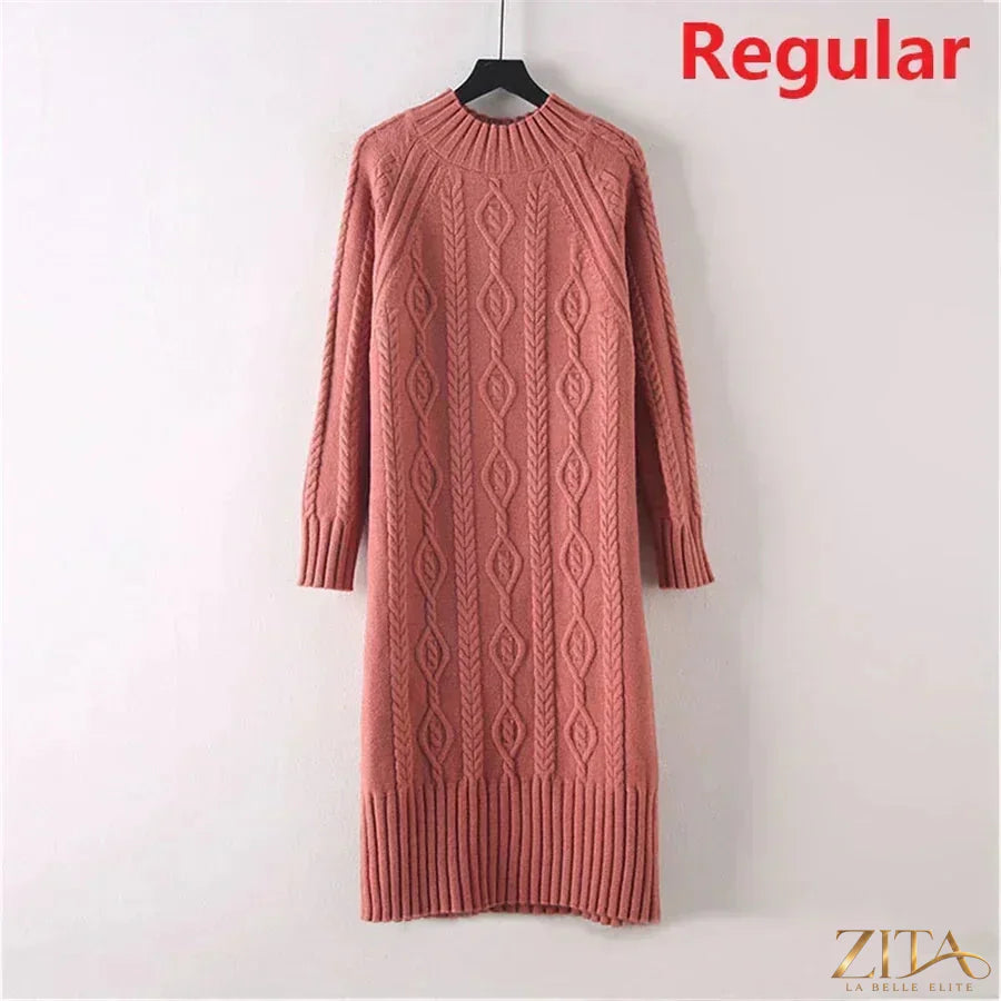 Zita La Belle Elite women's velvet midi sweater dress with mock neck and rib knit detailing, perfect for winter wear.
