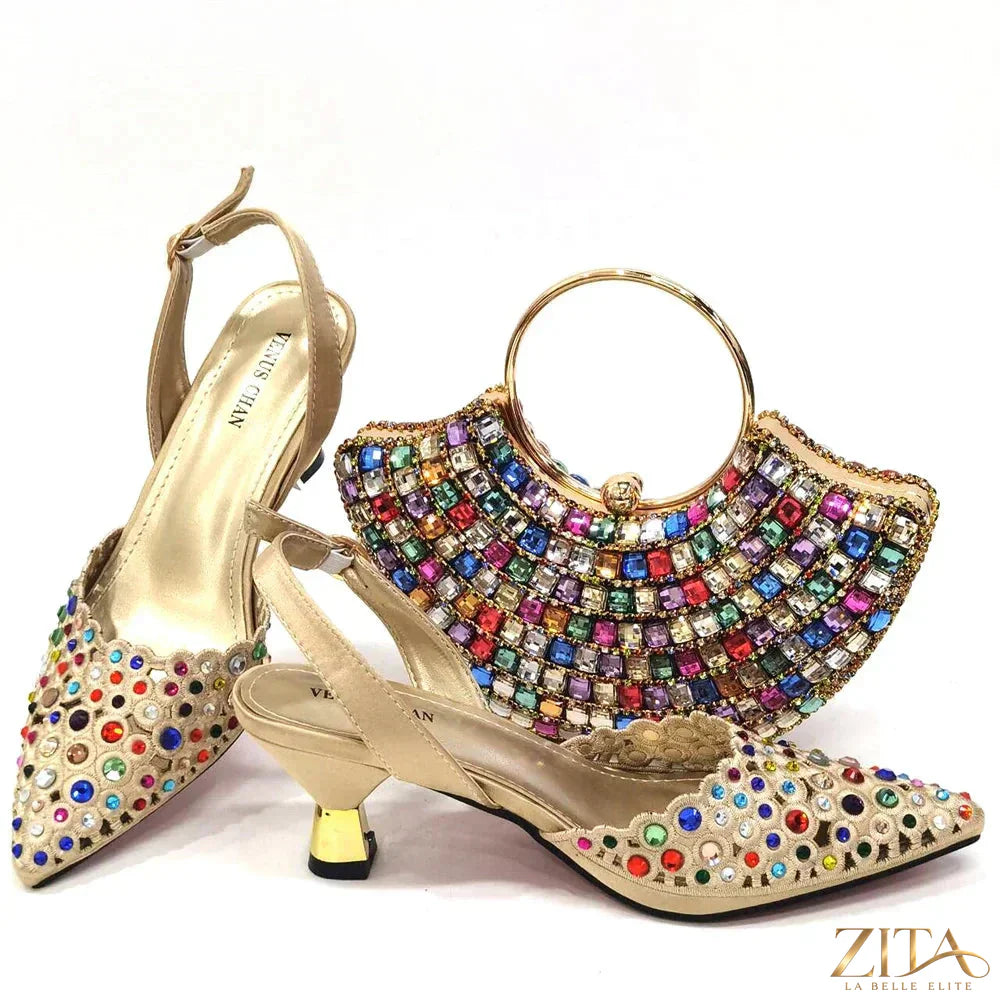 Luxury Zita La Belle Elite women's shoes and bag set with elegant pattern, perfect for stylish occasions.