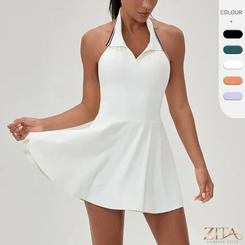 Zita La Belle Elite women's A-line tennis and golf jumpsuit dress, sporty and stylish tennis wear with a fitted design.