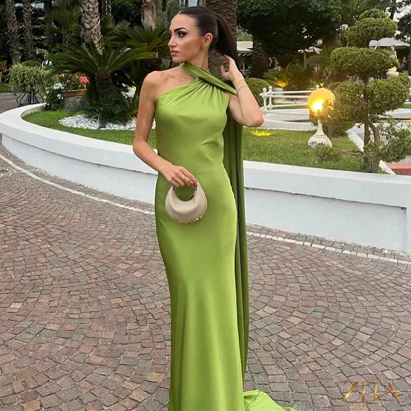 Backless lace-up maxi dress by Zita La Belle Elite, sleeveless evening gown with ribbon detail perfect for parties and formal events.