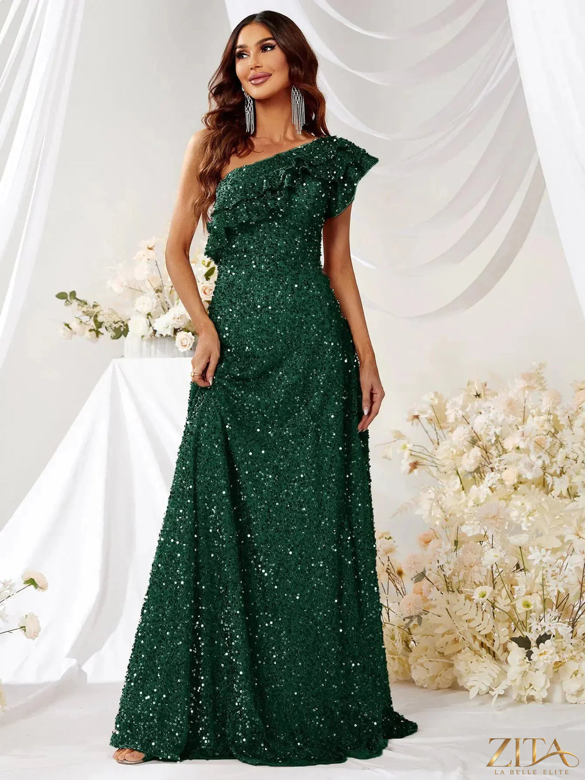 Elegant women’s evening dress by Zita La Belle Elite, featuring a sophisticated design and flowing fabric for special occasions.