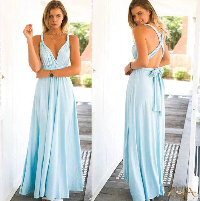 Red multi-rope bandage long dress for women, evening style by Zita La Belle Elite, featuring a stunning, figure-hugging design.