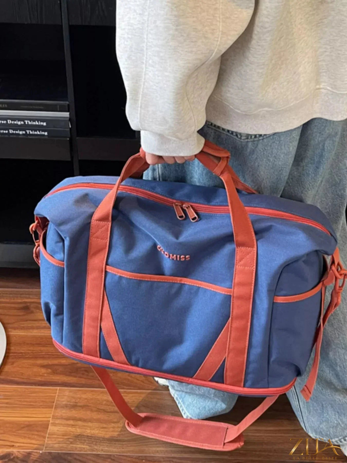 Contrast Oxford cloth travel bag by Zita La Belle Elite with sturdy handles and spacious interior for travel and everyday use.