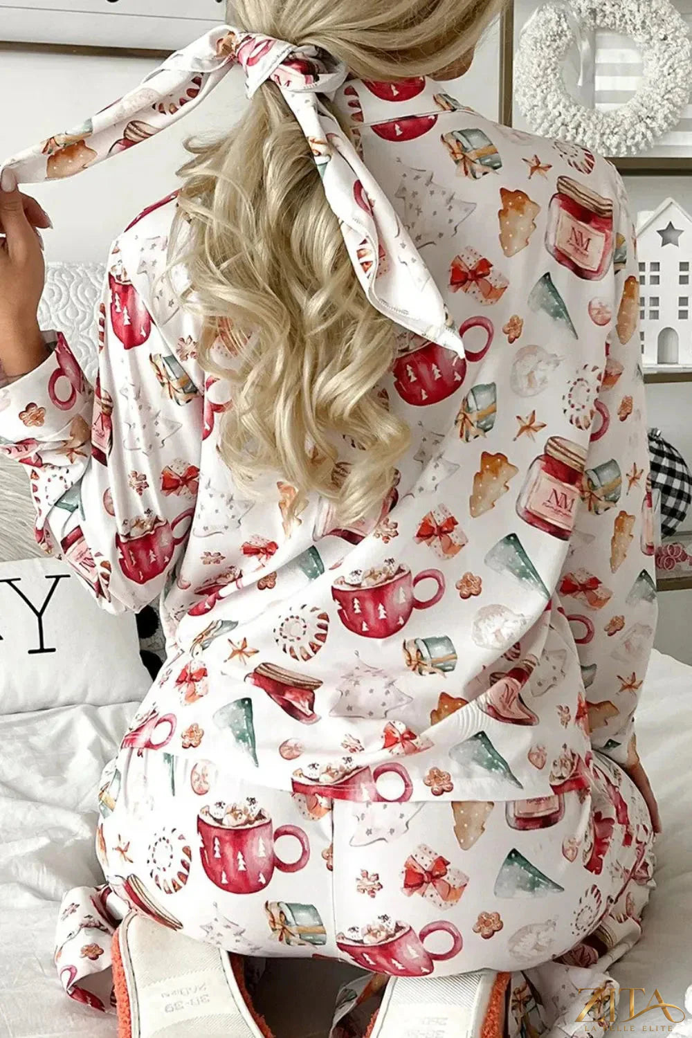 Printed collared neck top and pants lounge set by Zita La Belle Elite, featuring a stylish two-piece casual outfit with vibrant print.