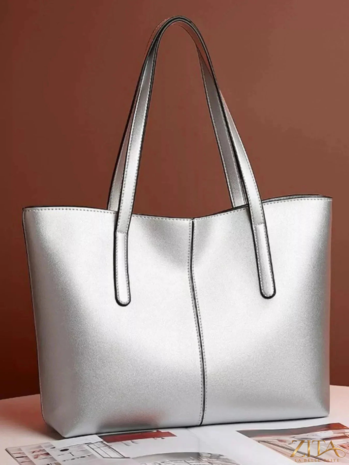 Zita La Belle Elite PU leather tote bag with sturdy handles and spacious interior for daily use and stylish accessorizing.