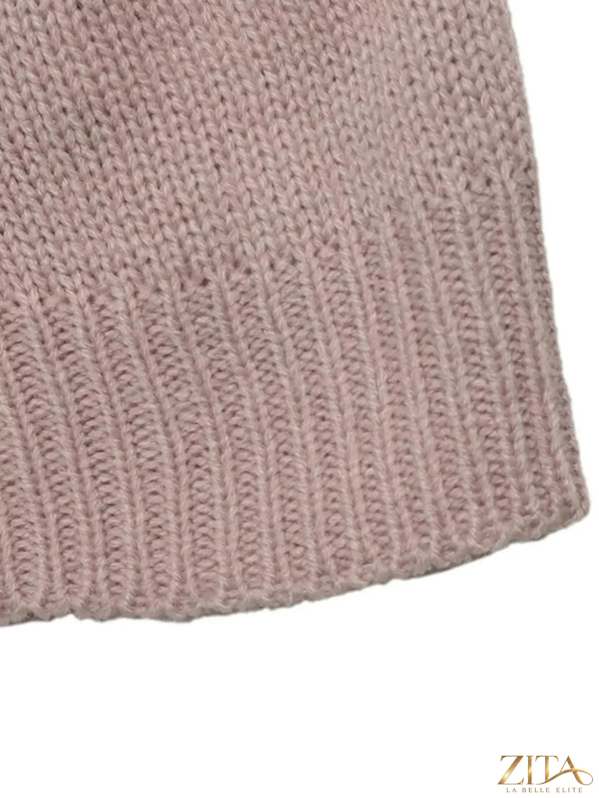Zita La Belle Elite openwork mock neck sweater showcasing a detailed knit pattern and fitted design.
