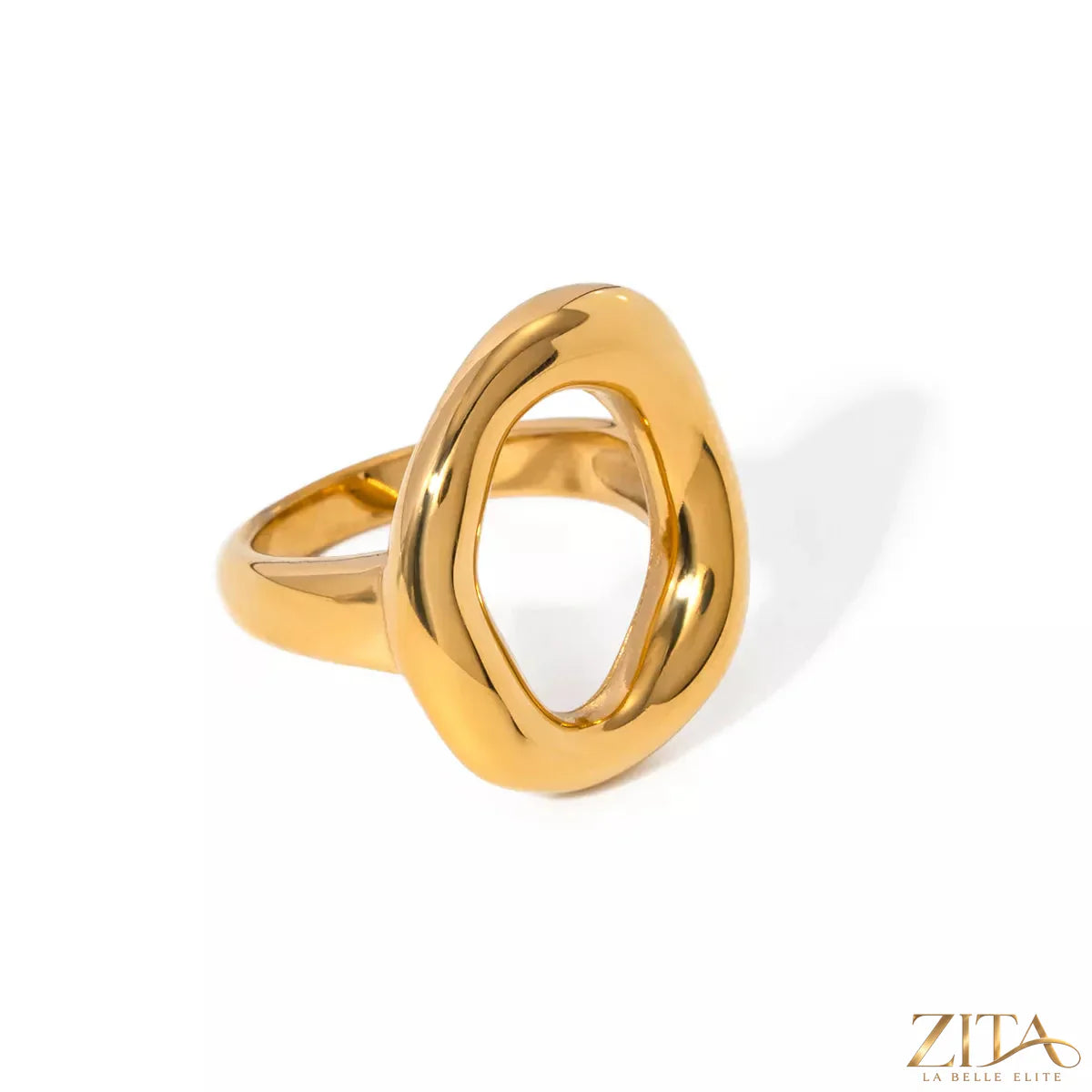 Elegant modern hollow oval ring by Zita La Belle Elite featuring a sleek, minimalist design in sterling silver.