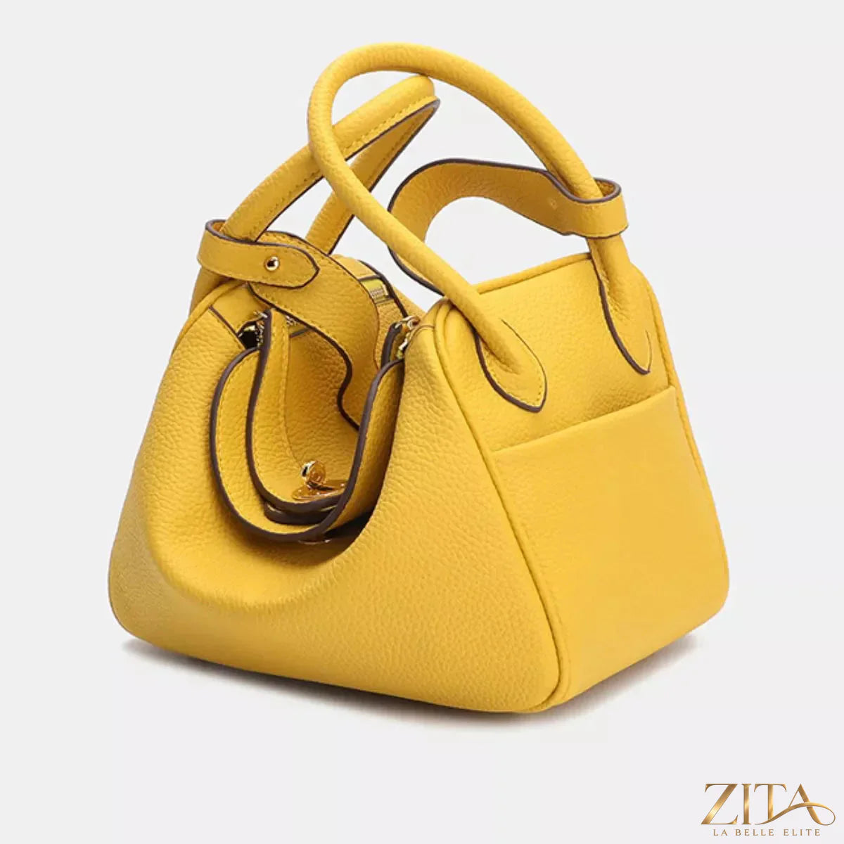 Zita La Belle Elite textured PU leather handbag with top handles and sleek design, featuring a stylish and durable finish.