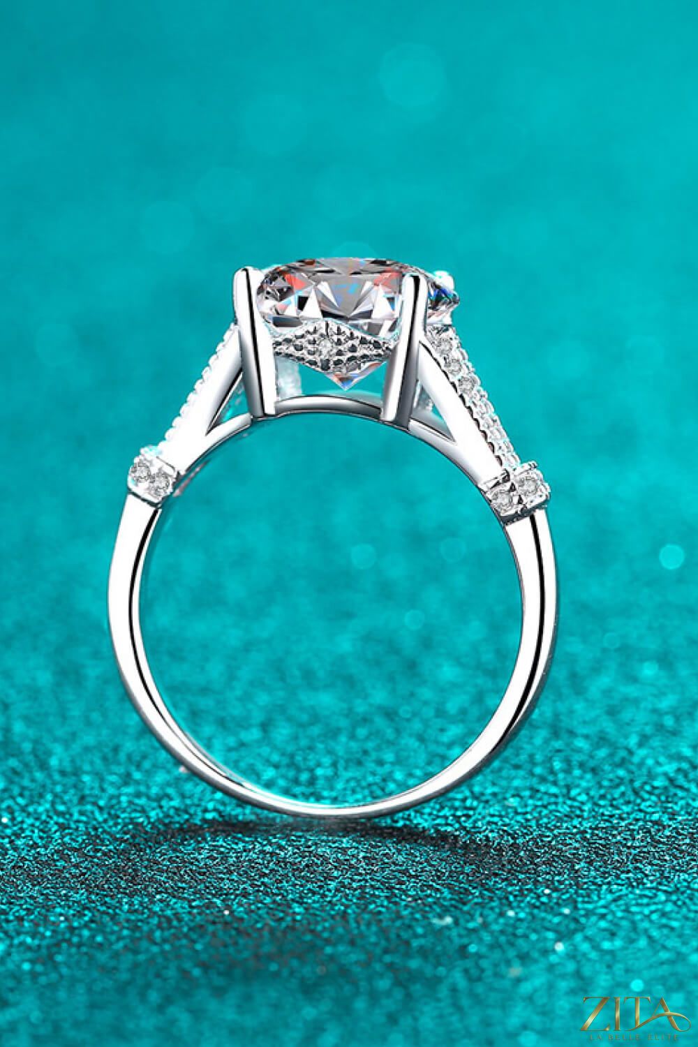 Unpredictable Day 3 Carat Moissanite Ring by Trendsi featuring a sparkling round-cut moissanite gemstone on a sleek band