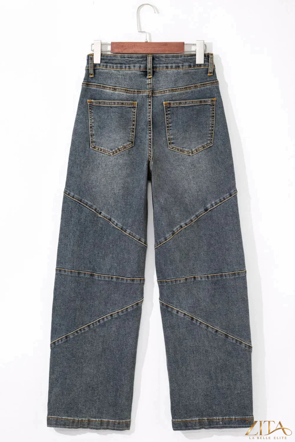 Zita La Belle Elite high waist jeans with exposed stitching, loose straight fit, and classic denim look.