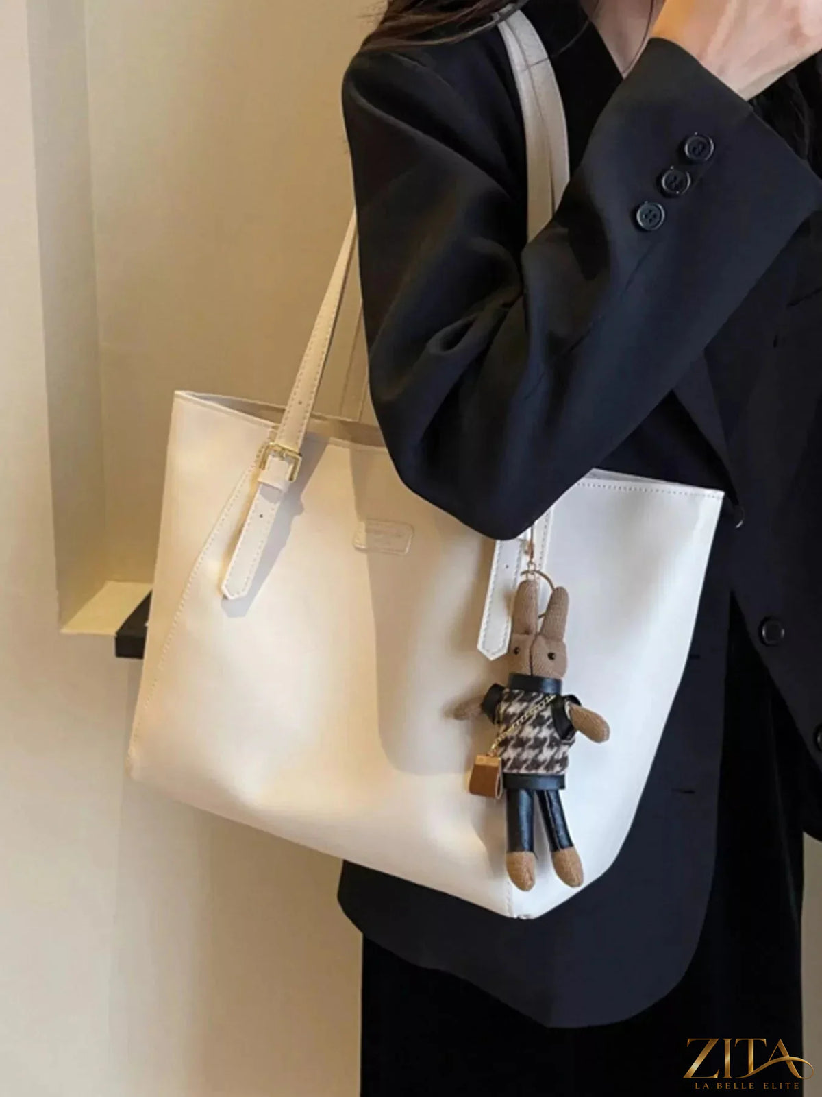 Zita La Belle Elite PU leather tote bag with dual handles and spacious interior, stylish accessory for everyday use.