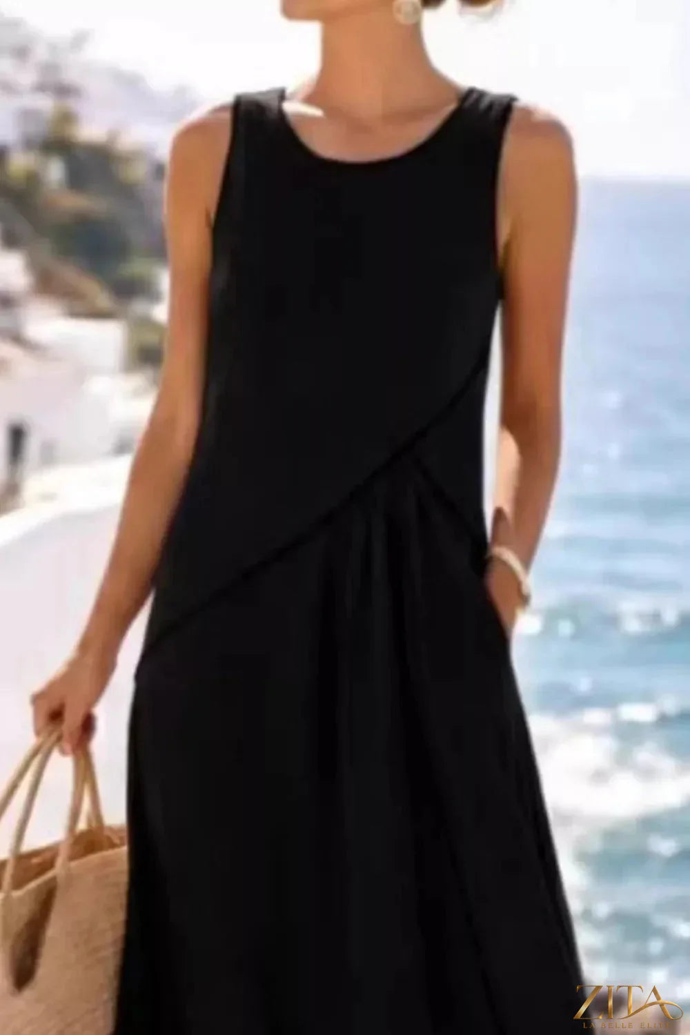 Zita La Belle Elite sleeveless casual maxi dress with contrast trim, flowing fabric and relaxed fit, perfect for warm weather.