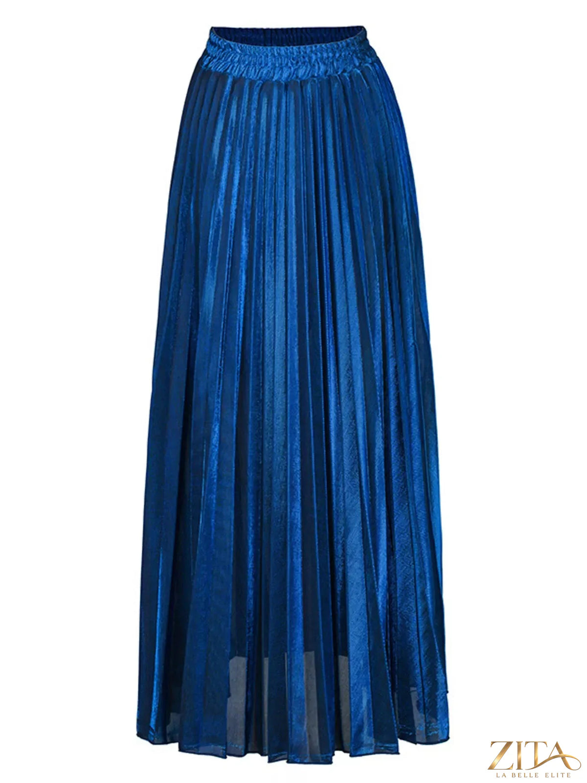 High-waisted pleated maxi skirt by Trendsi, flowing fabric with a stylish pleated design, perfect for elegant summer outfits.