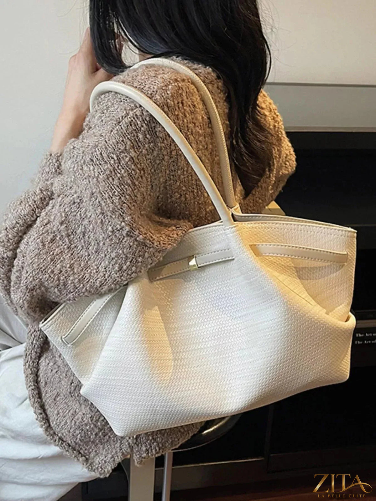 Zita La Belle Elite Texture Tote Bag showing its woven textured surface and sturdy handles for everyday use
