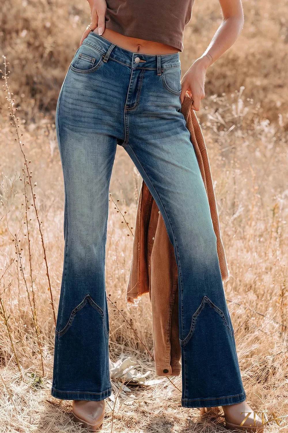 Zita La Belle Elite pocket detail flare leg jeans featuring classic denim fabric and stylish flare silhouette.