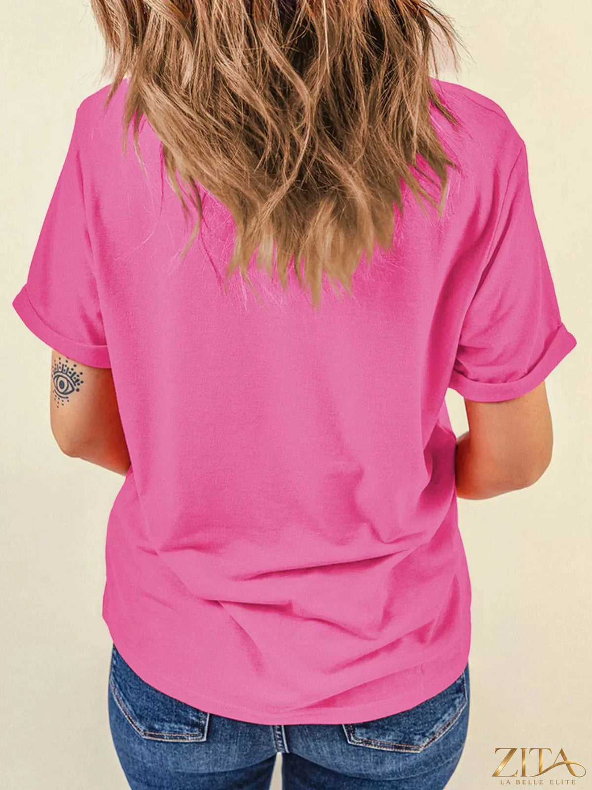 Sequin Santa Claus deliver gifts short sleeve T-shirt by Trendsi featuring festive holiday design and bright red color.