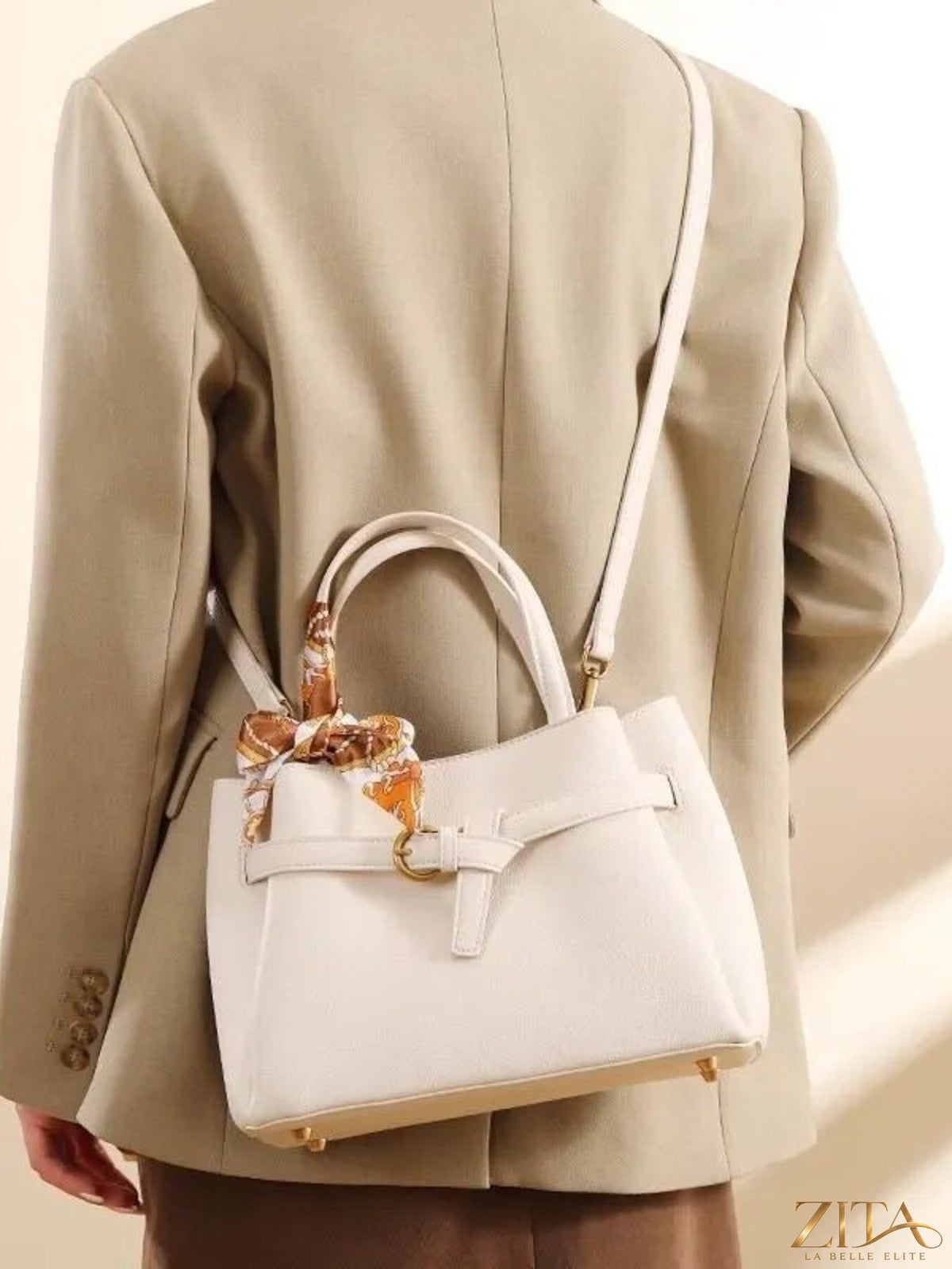 Zita La Belle Elite leather top handle handbag with structured design and sleek finish, perfect for stylish everyday use.