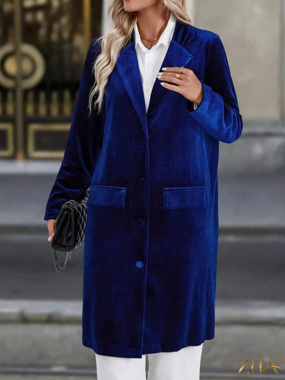 Zita La Belle Elite longline coat with lapel collar and long sleeves, stylish outerwear in a versatile design