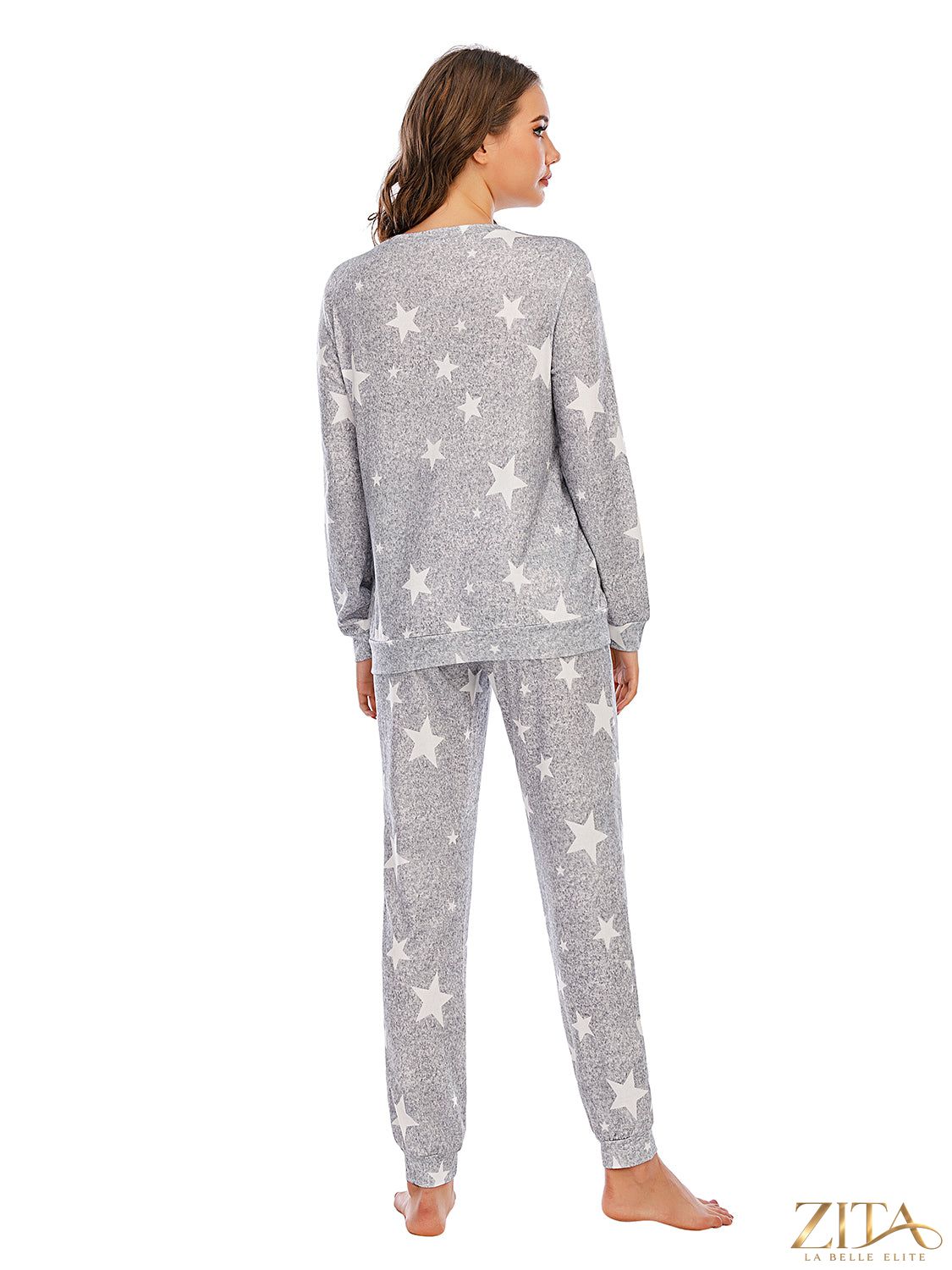 Zita La Belle Elite star print lounge set featuring a comfortable top and matching pants, ideal for relaxed, stylish wear.