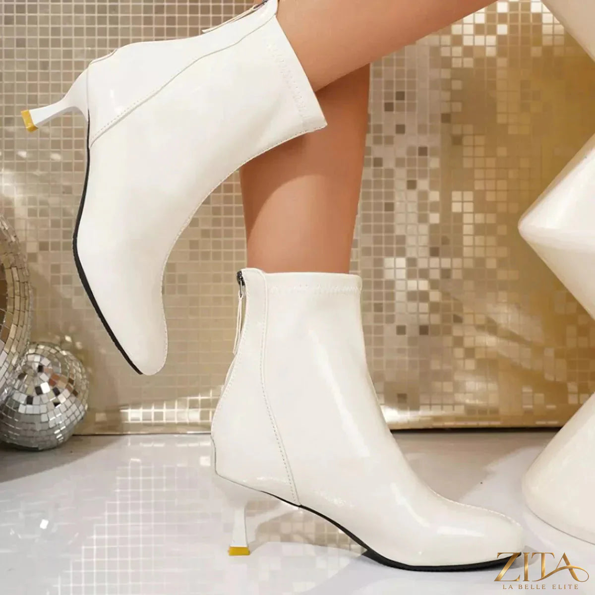 Zita La Belle Elite round toe kitten heels boots, stylish black footwear with a sleek design and low heel for elegant wear