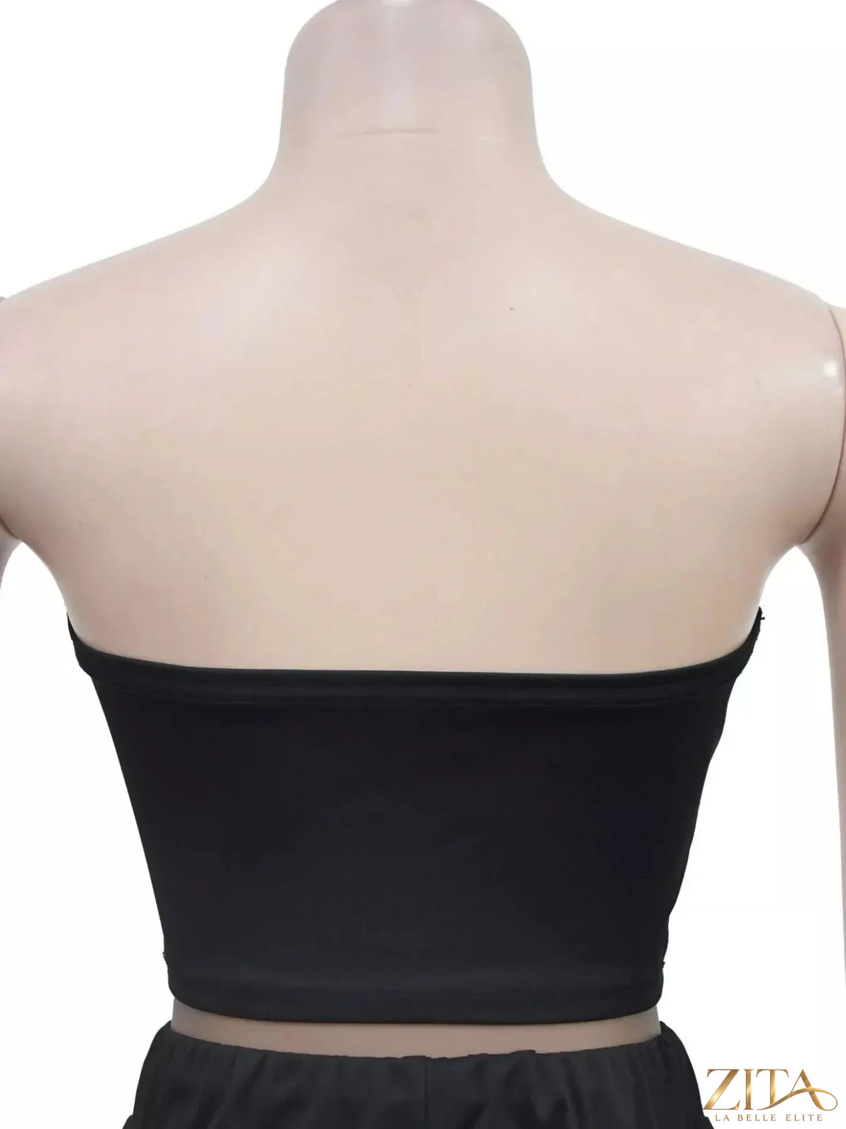 Zita La Belle Elite sleeveless tube top and wide-leg pants set in stylish fabric, displayed on a hanger.