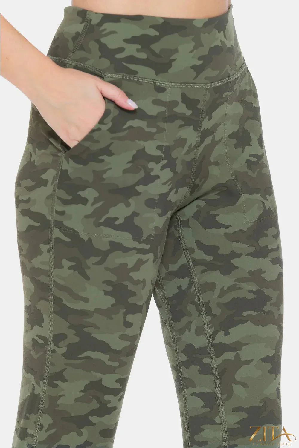 Camouflage high waist leggings from Trendsi, featuring a stretchy fit and bold print, designed for comfort and style.