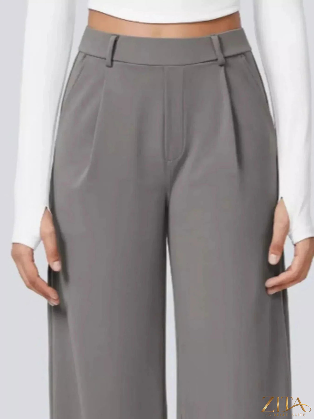 Zita La Belle Elite wide leg pants in soft fabric, featuring a high waist and relaxed fit for comfortable, stylish wear.