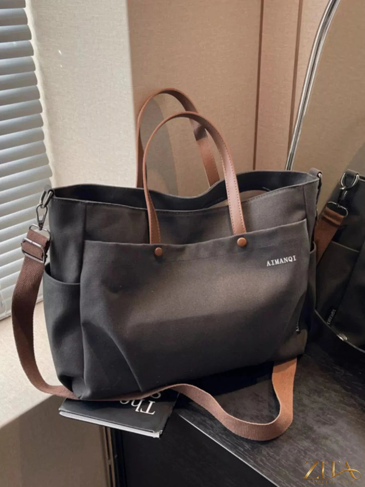Zita La Belle Elite canvas tote crossbody bag with adjustable strap and spacious interior, stylish and durable for everyday use.