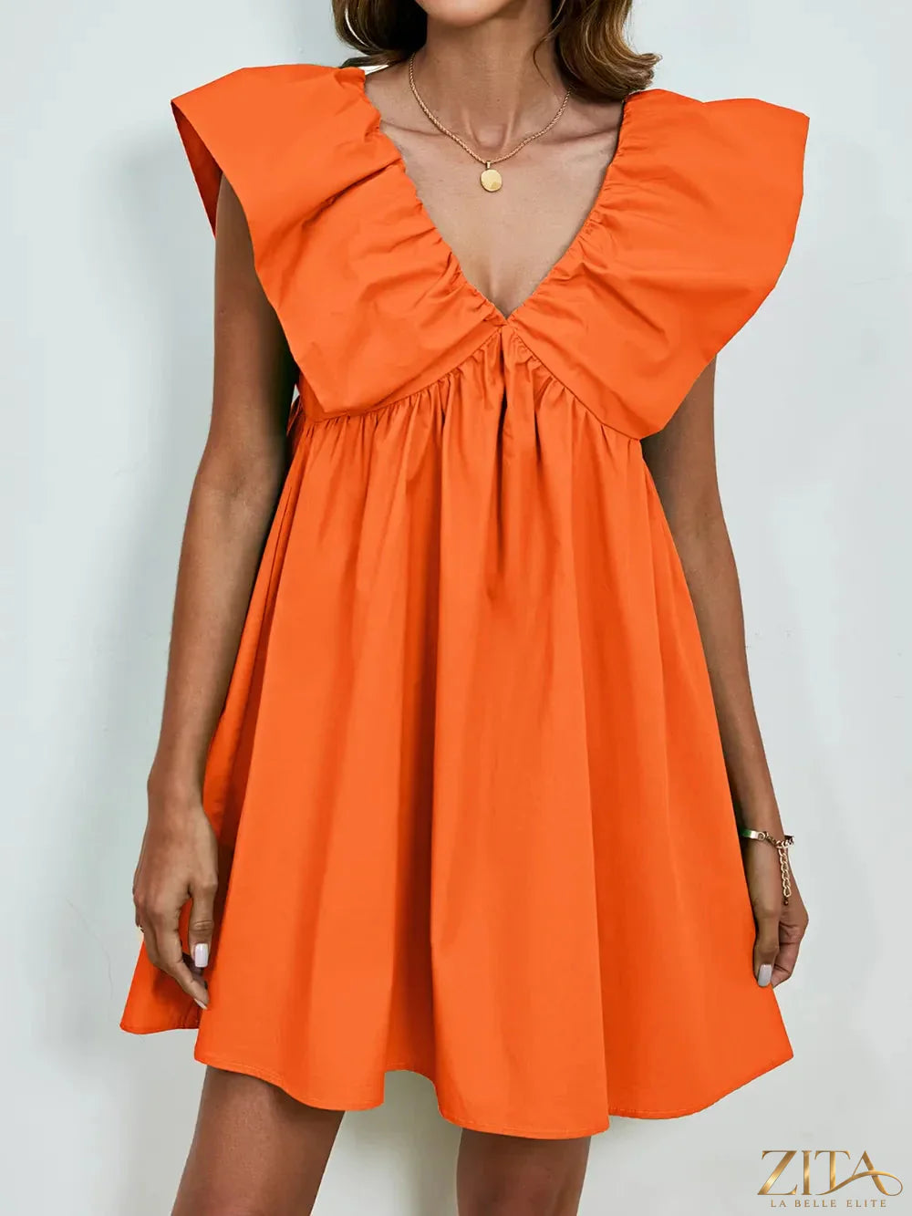 Zita La Belle Elite V-Neck Cap Sleeve Mini Dress in stylish fabric, fitted silhouette, perfect for casual or semi-formal occasions.