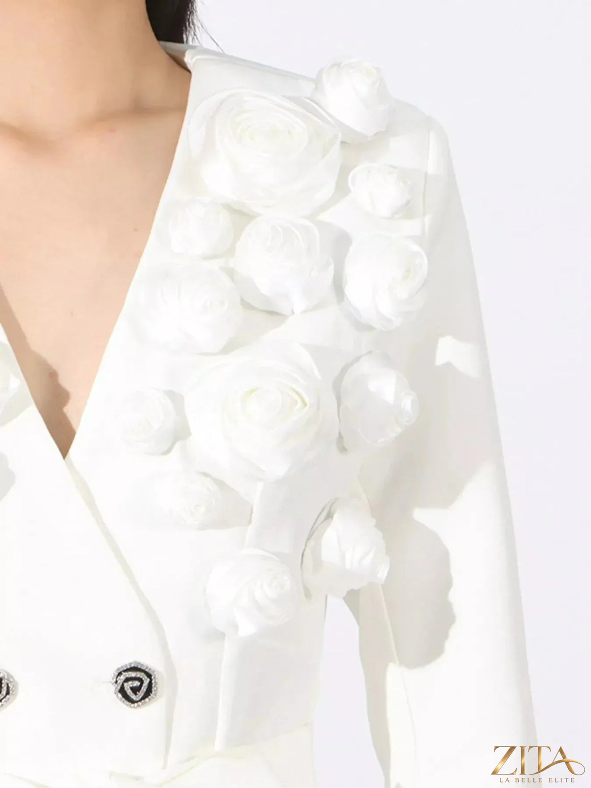 Zita La Belle Elite flower print long sleeve blazer and matching pants set, stylish and elegant fashion ensemble.