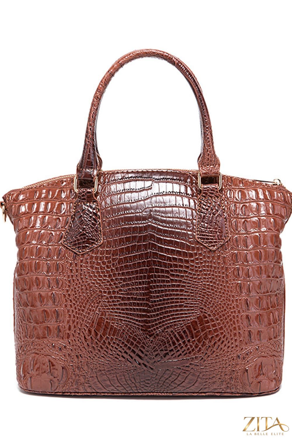 Zita La Belle Elite PU leather handbag with sleek design and top handle, showcasing its stylish and durable exterior.
