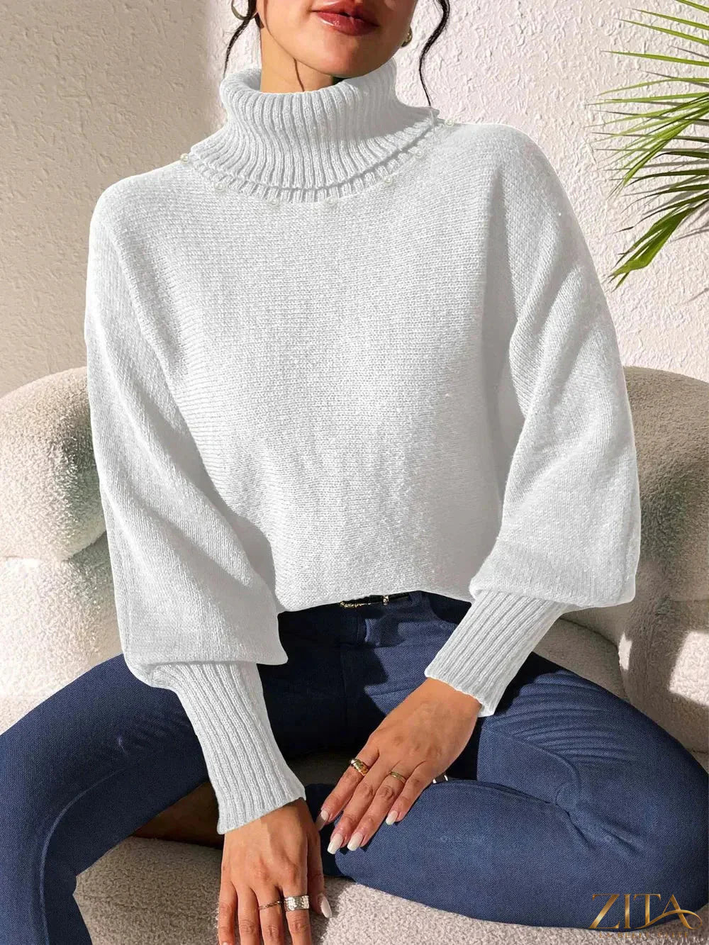 Zita La Belle Elite turtleneck long sleeve sweater in cozy knit, featuring a fitted design and classic style for casual wear.