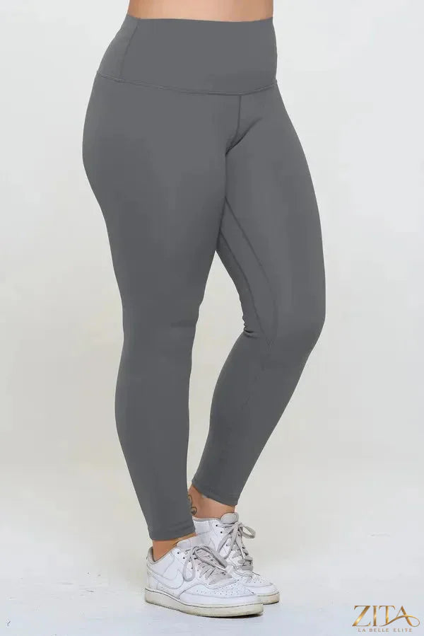 Yelete full size fleece-lined high-waisted leggings in black, showing the cozy, stretchy waistband and soft fleece interior.