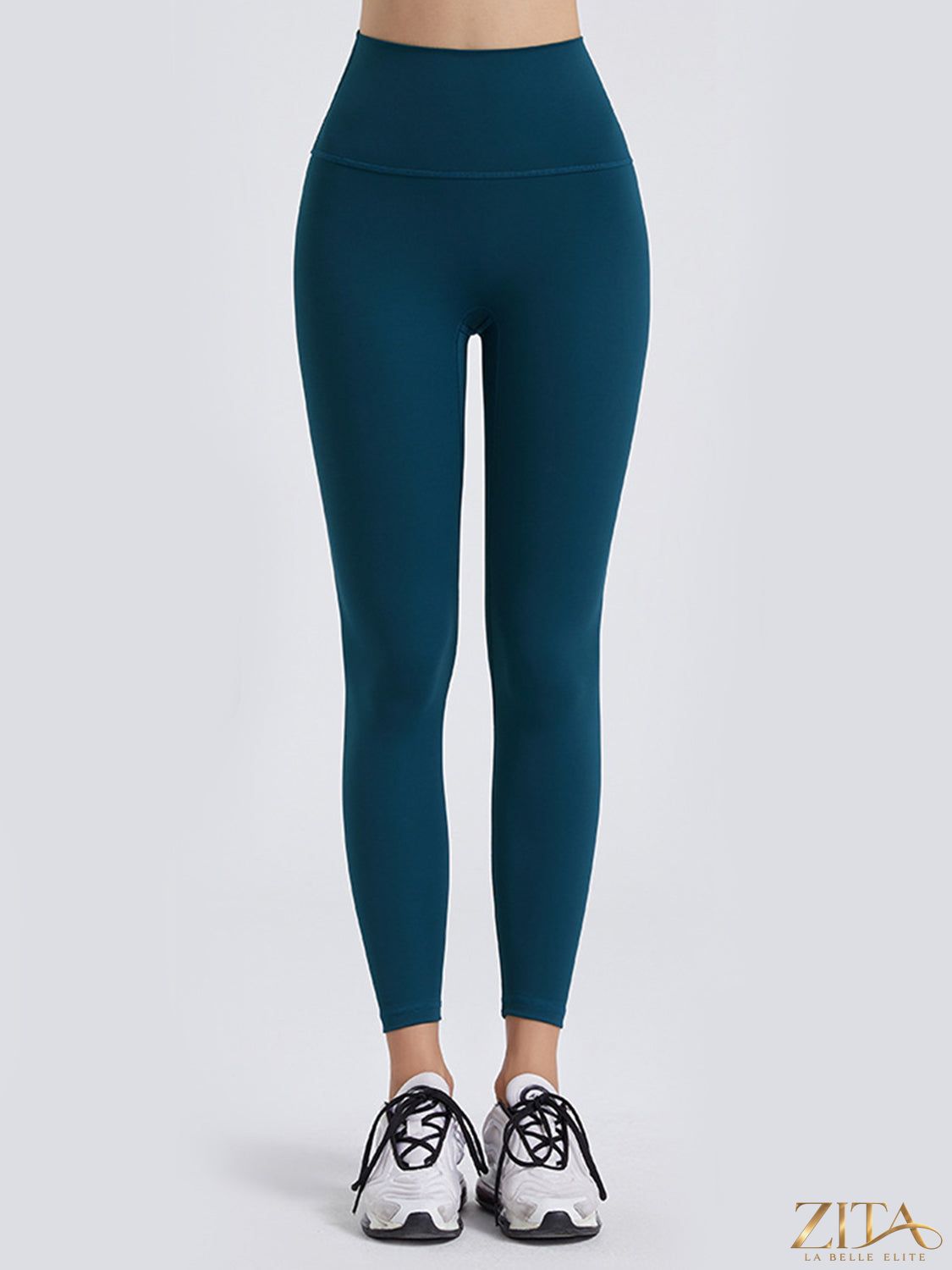 Zita La Belle Elite wide waistband sports leggings shown in black with a high-rise fit and stretchy fabric for active wear.