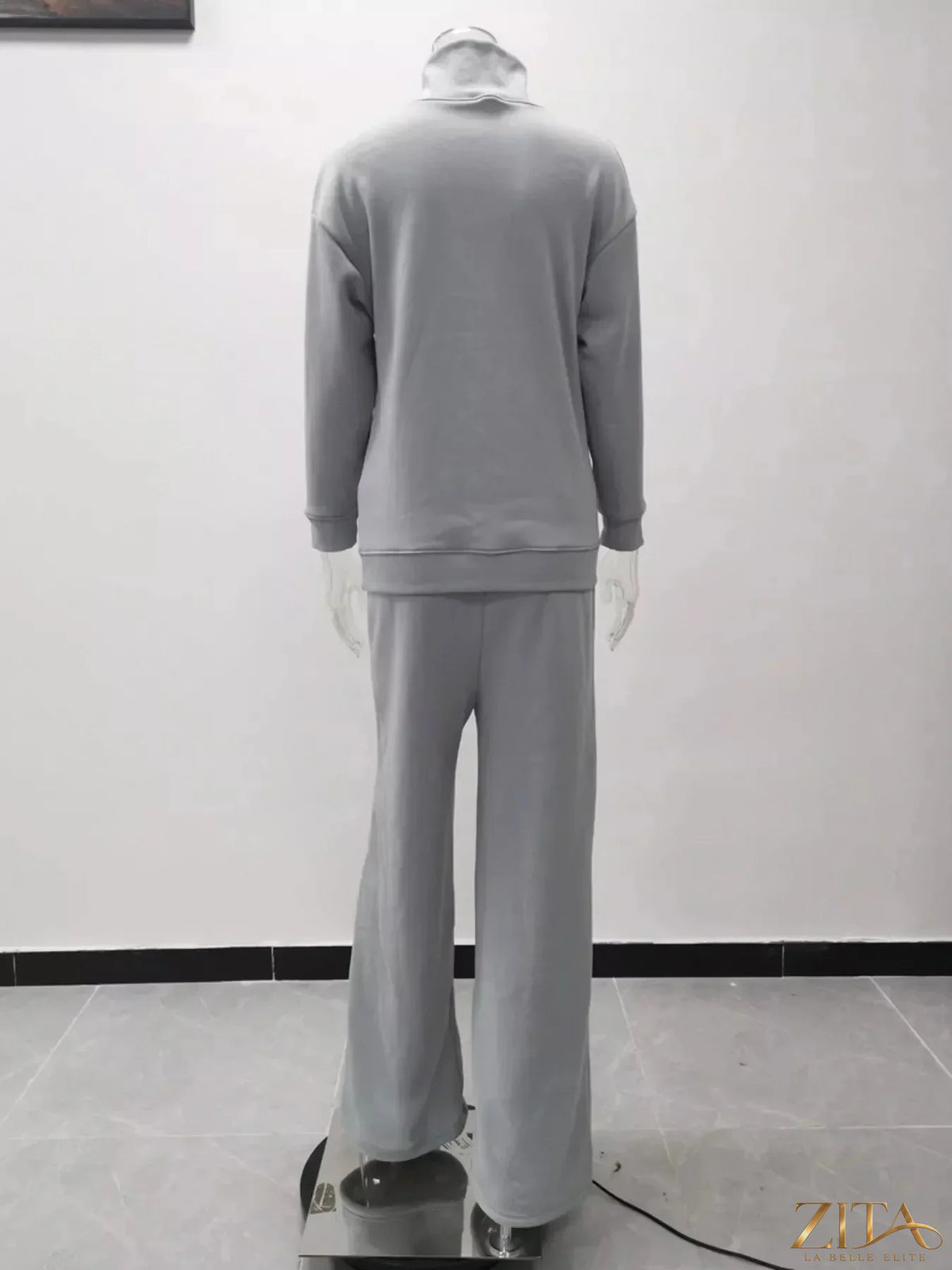 Plus size Trendsi turtleneck long sleeve sweater top and matching pants set, cozy and stylish for cold weather.