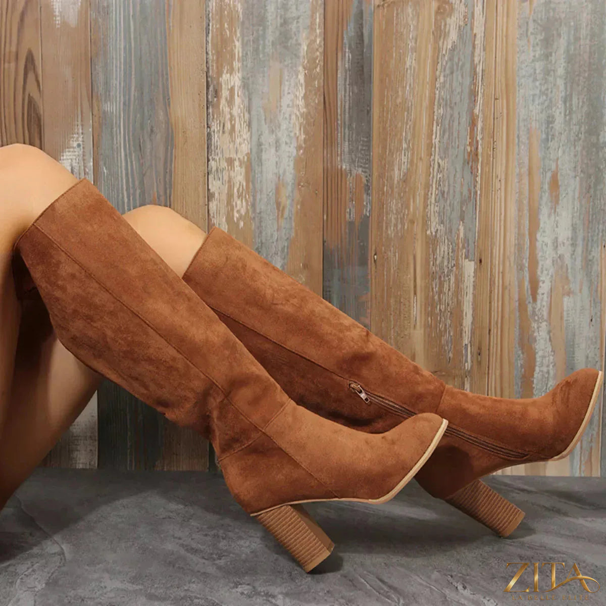 Zita La Belle Elite point toe block heel boots, stylish black footwear with sleek design and sturdy heel for elegant wear