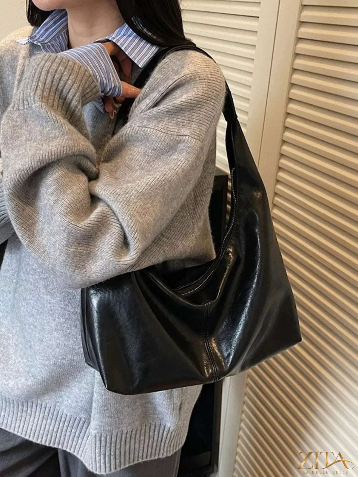 Zita La Belle Elite PU leather hobo shoulder bag with adjustable strap and spacious interior, stylish accessory for everyday use